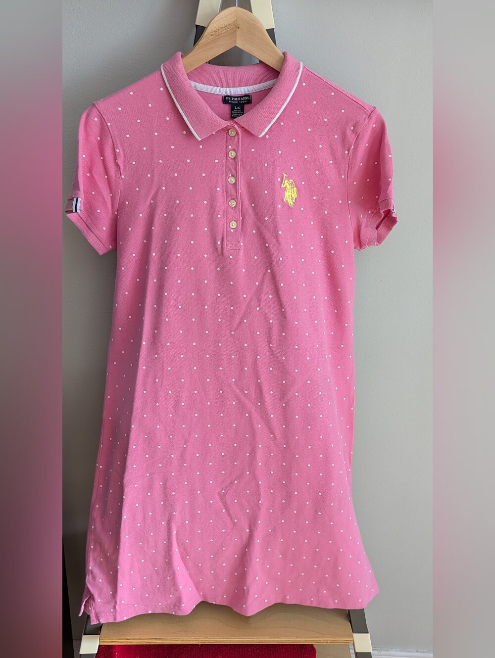 Polo by Ralph Lauren Womens Pink Polka Dot Polo Dress